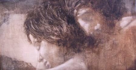 &quot;Enamorados&quot;, mixta s / t, 24 x 46 cm.